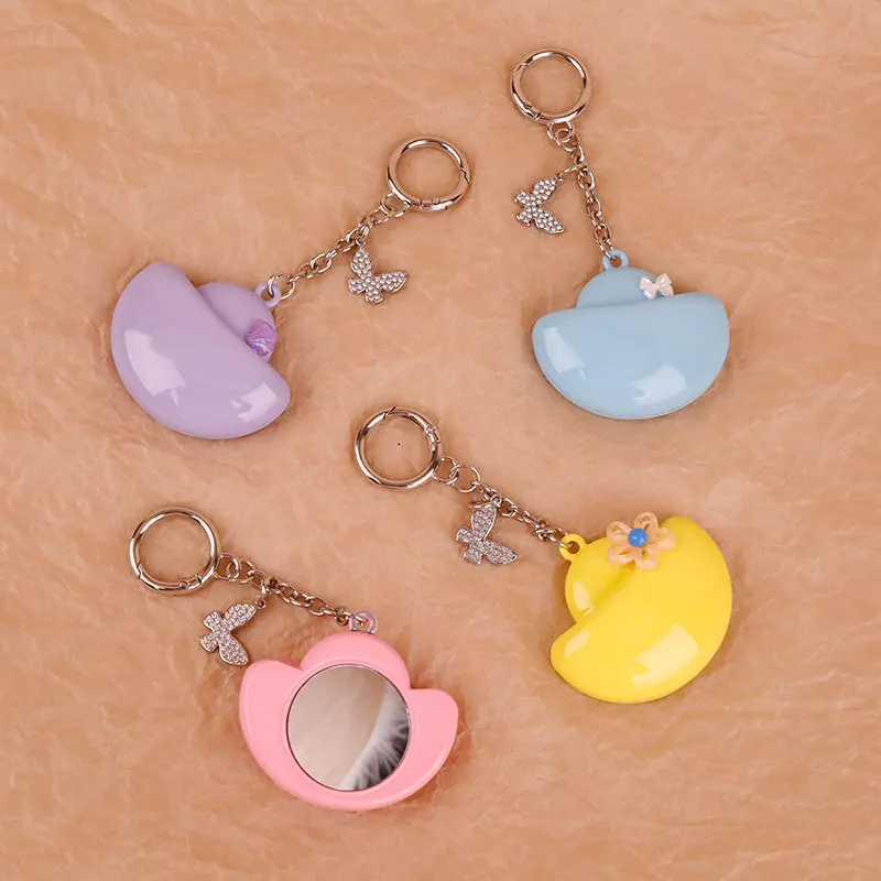 Mini Flower Mirror Bag Charm Women Purse Handbag Keychain Pendants for Girl Crossbody Keyring Decoration Portable Makeup Mirrors