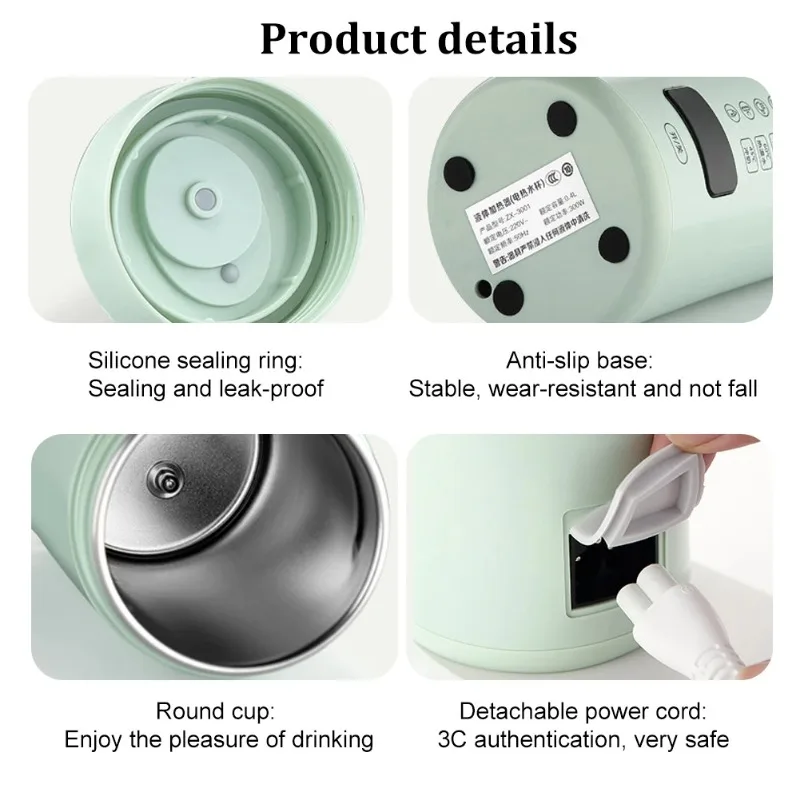 Portable Electric Kettle 450ml Automatic Off Water Boiler Stainless Steel LED Baby Milk Warmer Travel Smart Bottle