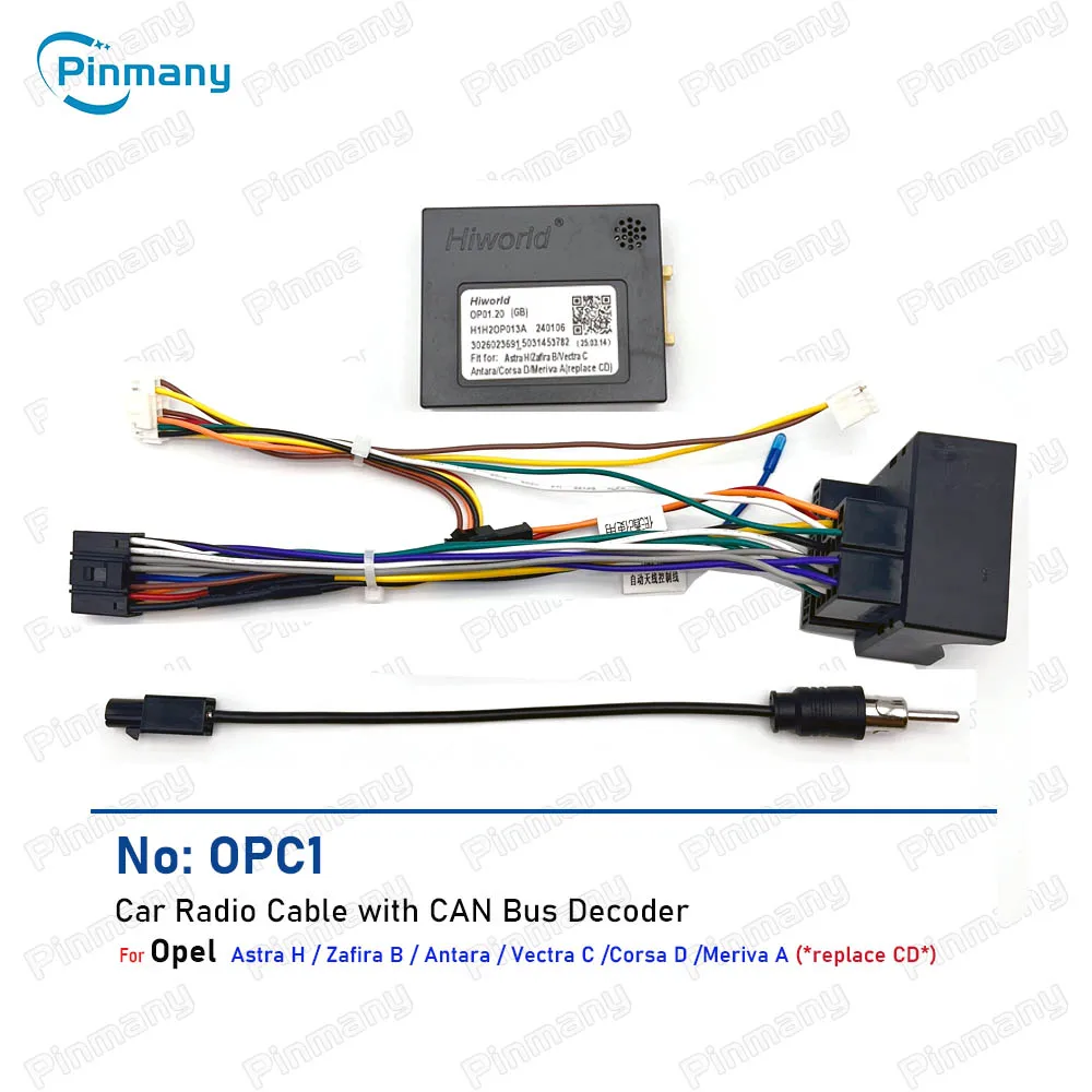 Car Radio Cable OPC1 16-pin Wire Harness Adapter with CAN Bus Decoder for Opel Meriva A Zafira B Vectra C Corsa D Astra H Antara