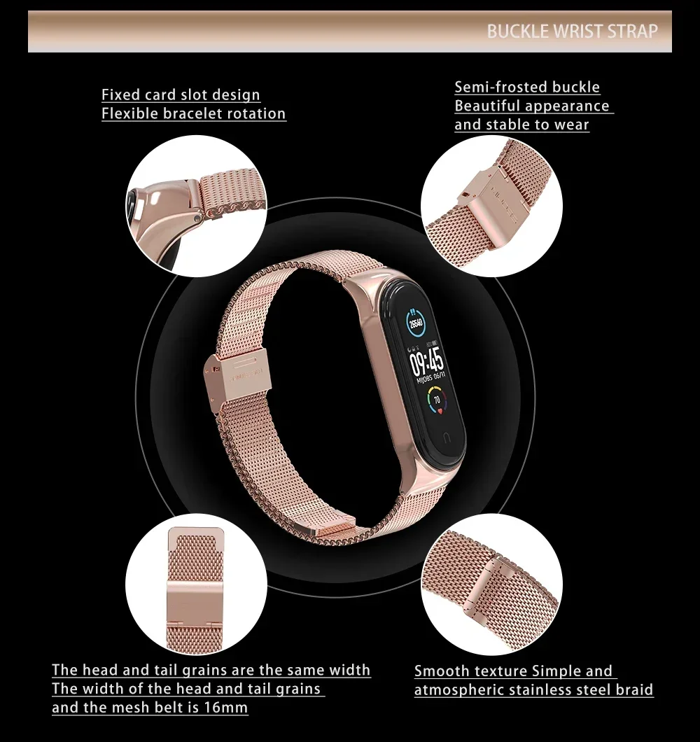 Bracelet milanais en métal pour Xiaomi Mi Band, bracelet en acier inoxydable, bracelet pour Mi Band 5, 6, 7, 5, 4, 3