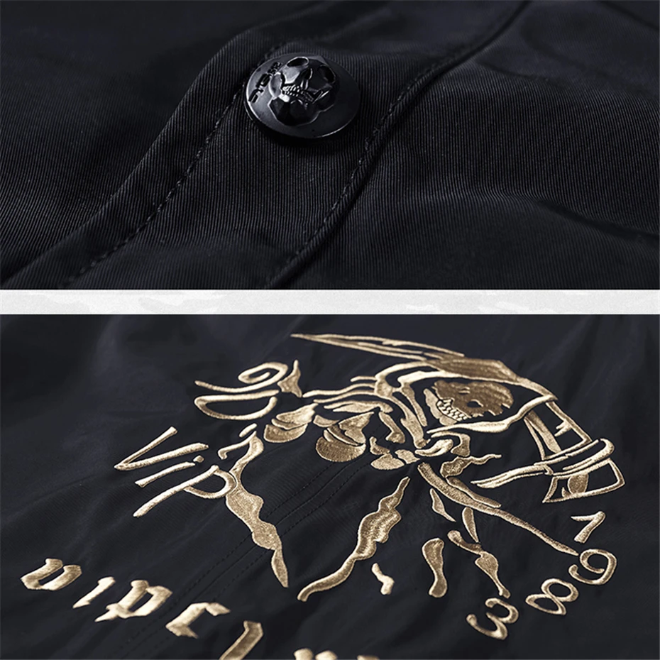 Reaper Embroidered Bomber Jackets Men Cargo Jacket Black Bomber Jacket Coat Streetwear Tactics Techwear Male