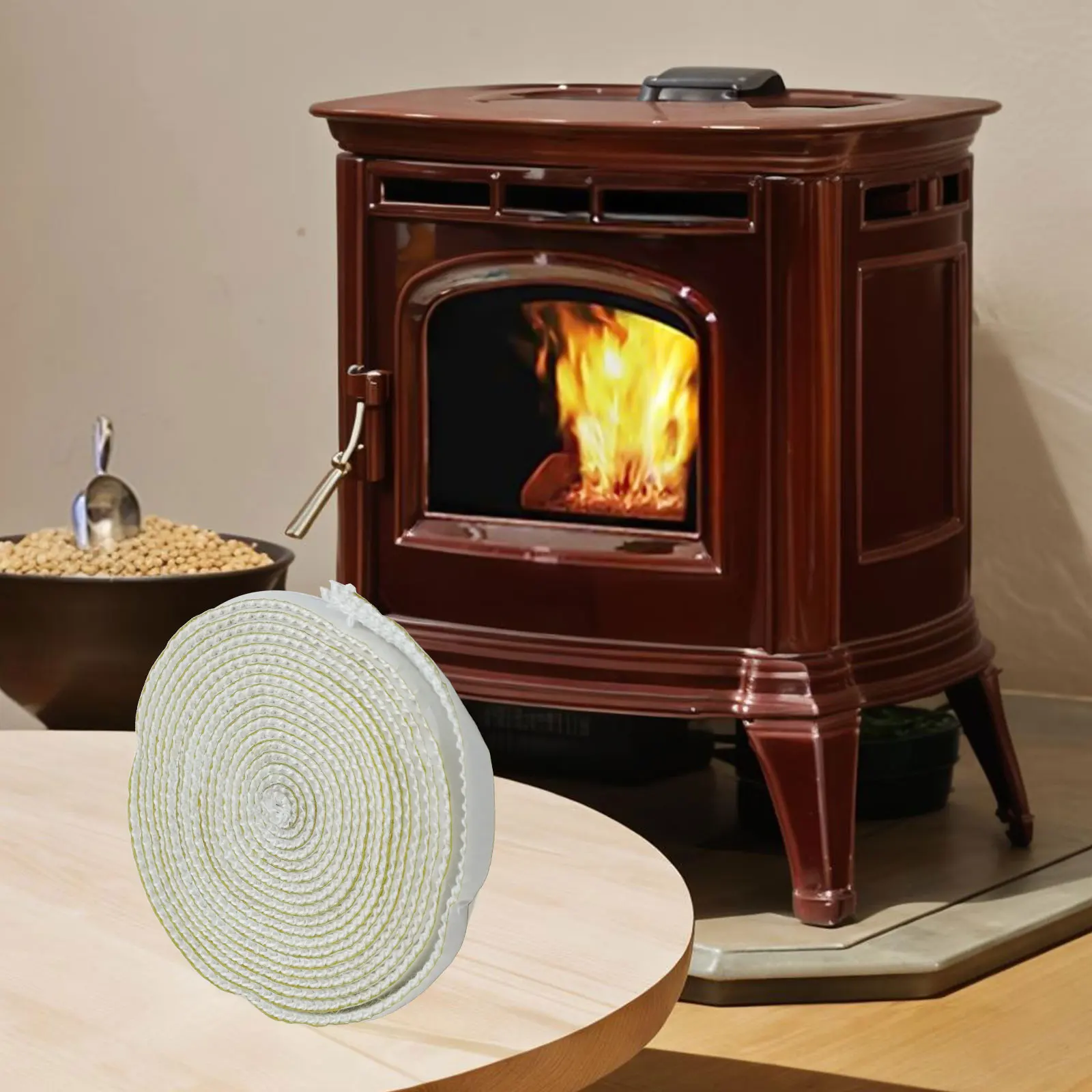 High Temperature Resistant Stove Fire Rope 10mm x 3mm Fiberglass Material Perfect for Kiln & Heat Exchanger Seals