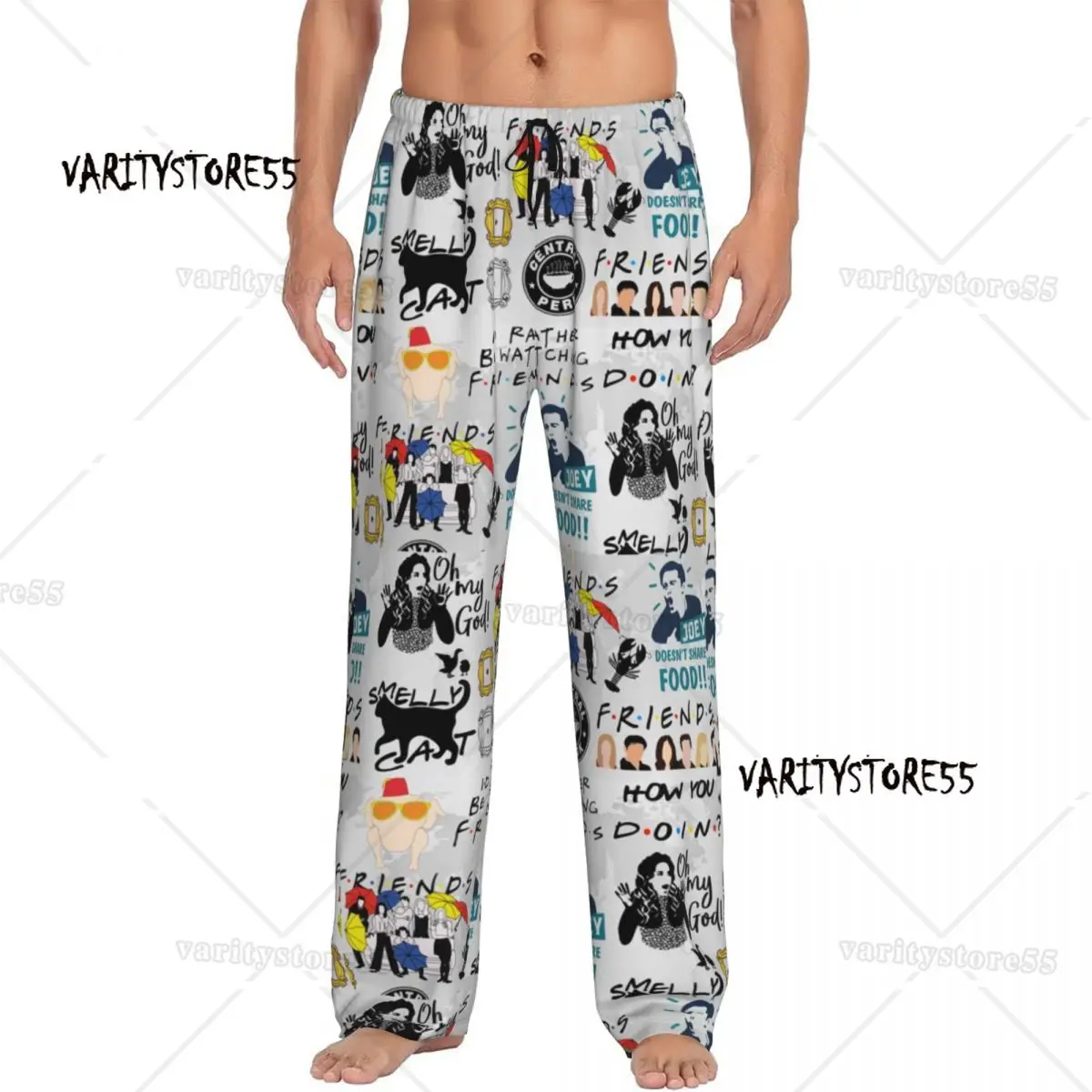 

Custom Funny Friends Collage Pajama Pants Men TV Show Lounge Sleep Drawstring Sleepwear Bottoms with Pockets