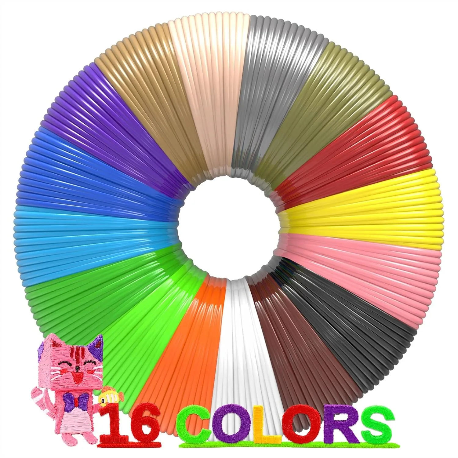 

16 Colors 3D Pen Filament 160 Feet, PLA 1.75mm Refills with 250 Stencils eBooks