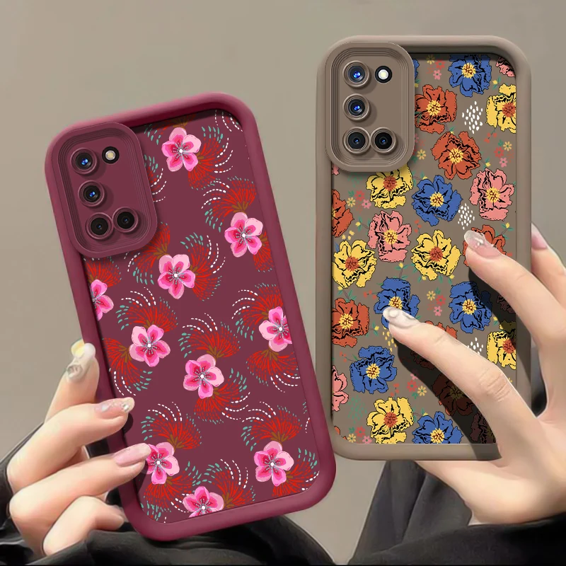 花柄スマホケース OPPO Realme Note 50 60 GT 6 Neo 5 Narzo 70X 60X N65 N63 N55 N53 30A 20A 耐衝撃 マットシリコンカバー