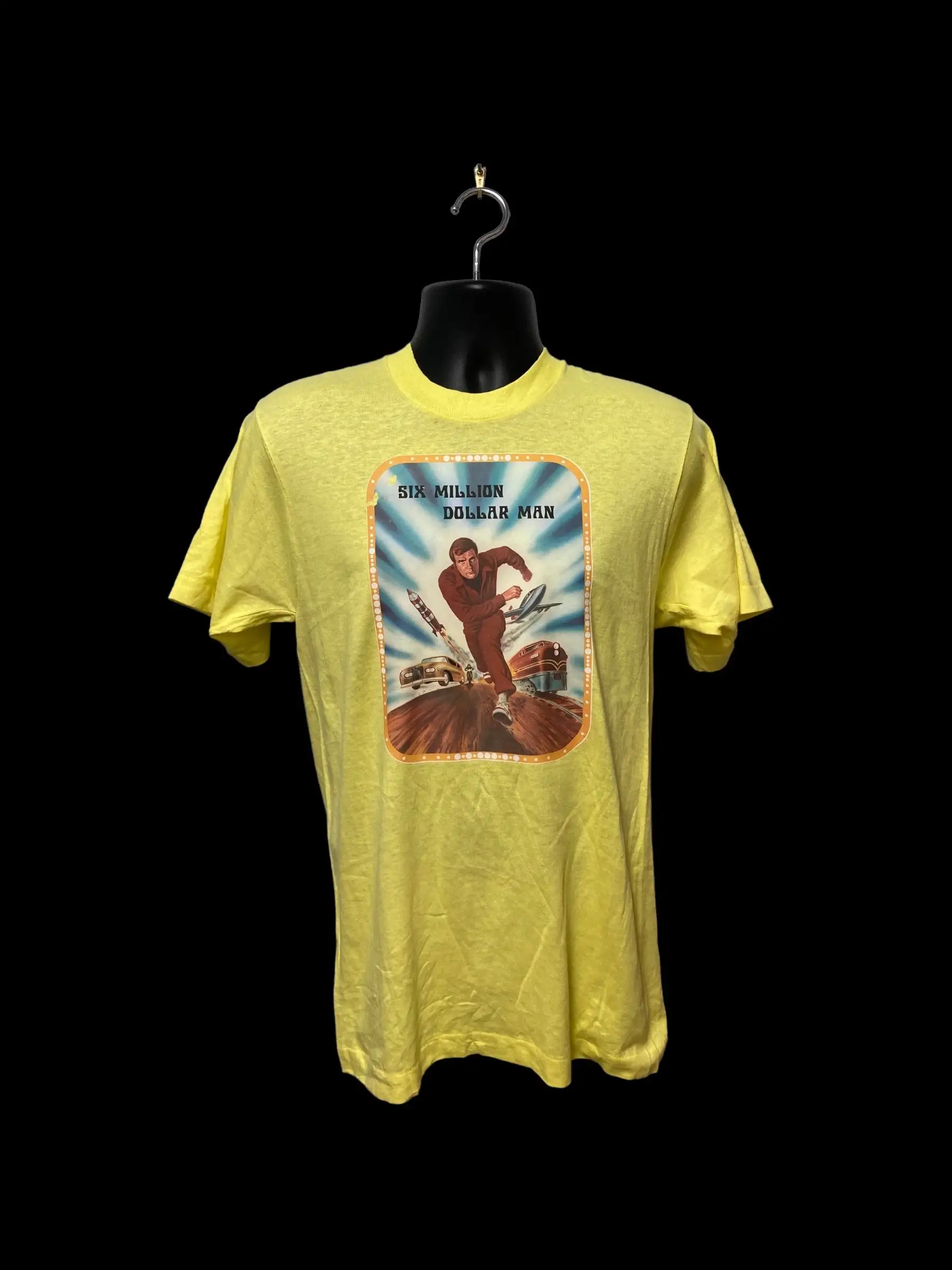 

Vintage deadstock original 1970 s 6 Million Dollar man TV show decal t shirt size M E177