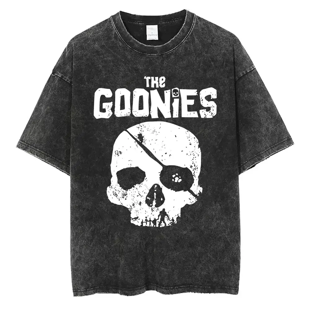 

Classic Funny Movie The Goonies Never Say Die Vintage Washed T Shirt Best Famous Skeleton Graphic T-shirt Men's Oversized Tshirt