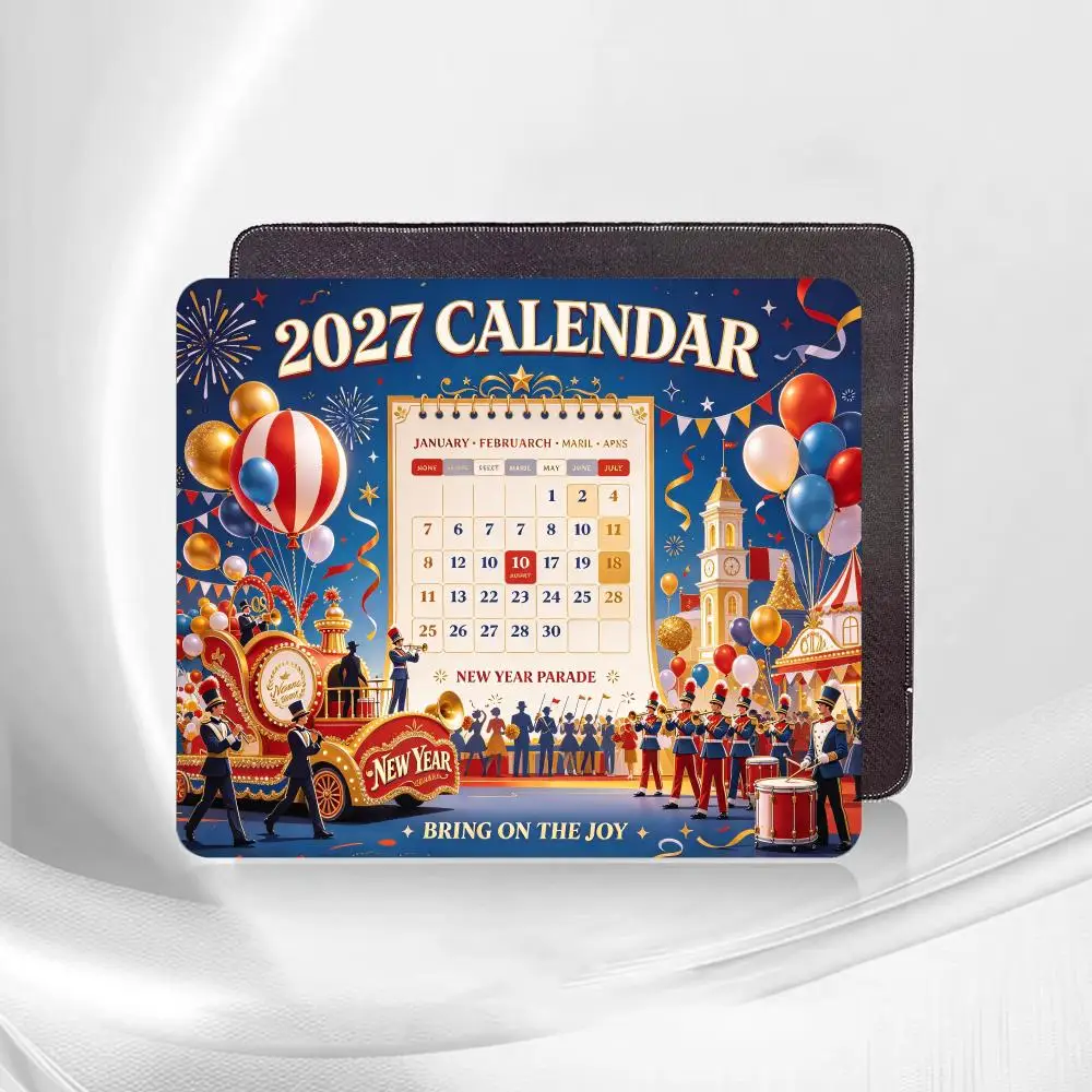 Parade Circus Calendar Square Mouse Pad Extended Card Desk Mat Stitched Edge Non‑Slip Keyboard Mat For Home Office CP Game Mat