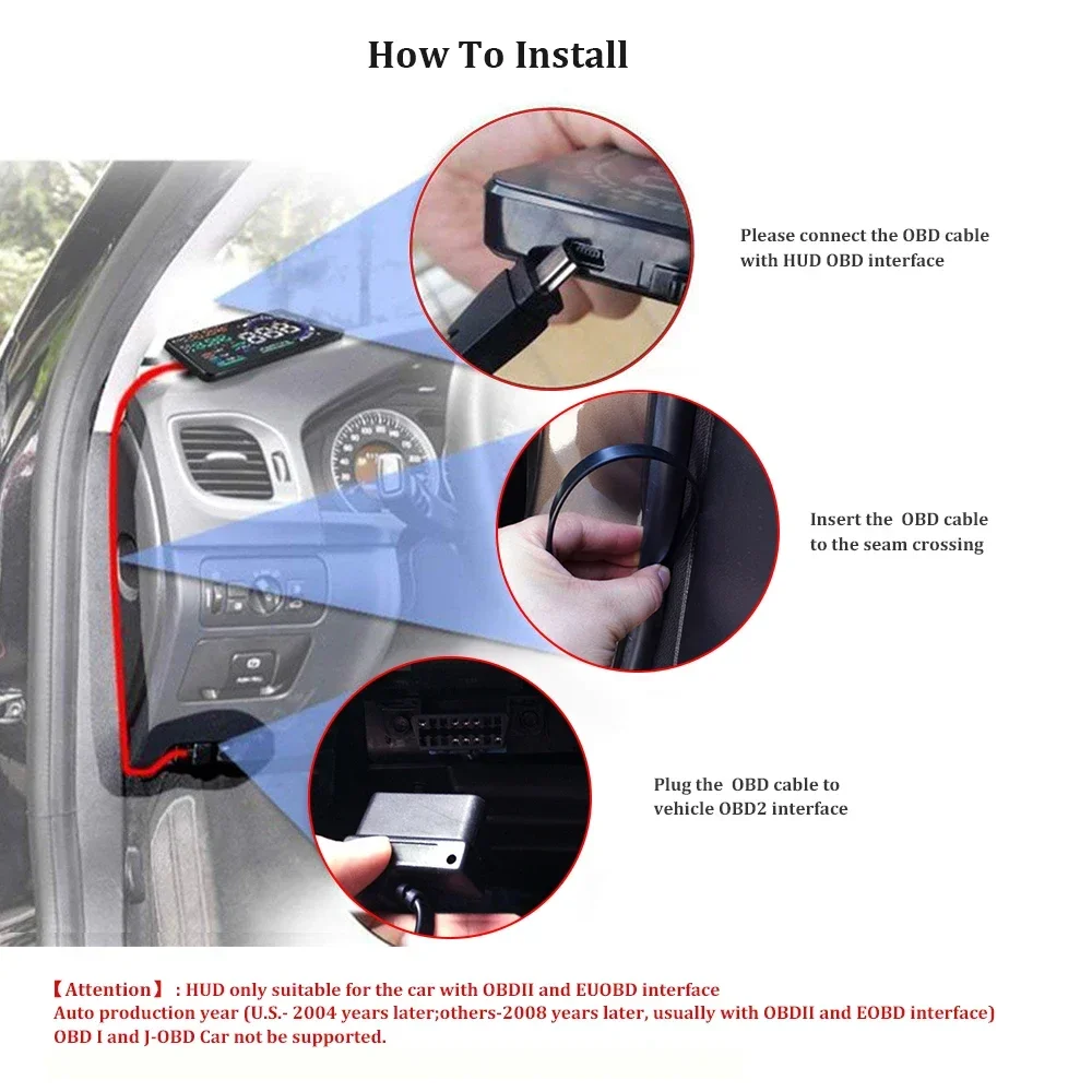 A8 OBD2 for HUD Car Head Up Display  Digital Speedometer LED Windshield Projector Display Data Diagnostic Tool Voltage Alarm