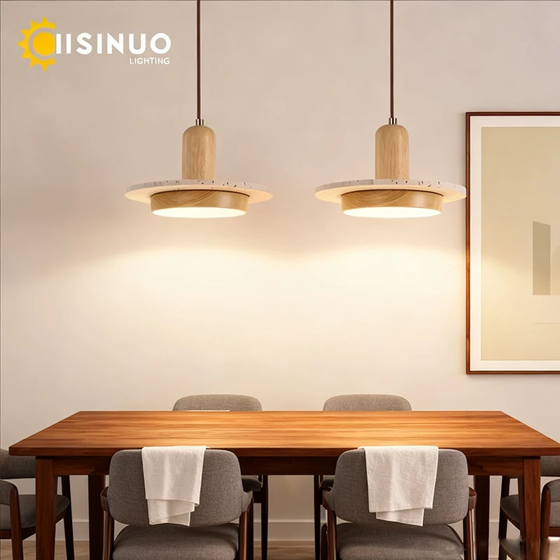 

Ваби-Саби Травертин Светодиодный потолочный подвесной светильник из натурального камня Прикроватный подвесной светильник Деревянный декор для дома Столовая Столешница