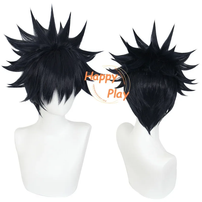 Anime Fushiguro Megumi Cosplay Wig Short Black Blue Anime Cos Wigs Heat Resistant Synthetic Hair Halloween Toji Fushiguro Son