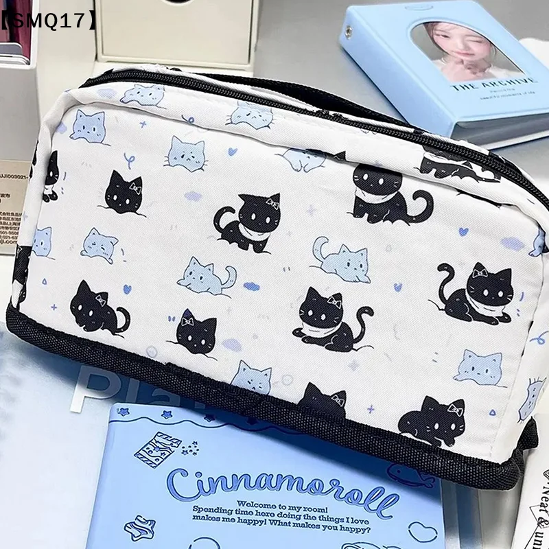 Multi-Layer Pen Bag Simple Folding/Drawstring Large Capacity Pencil Case Portable Stationery Organizer Students【SMQ】