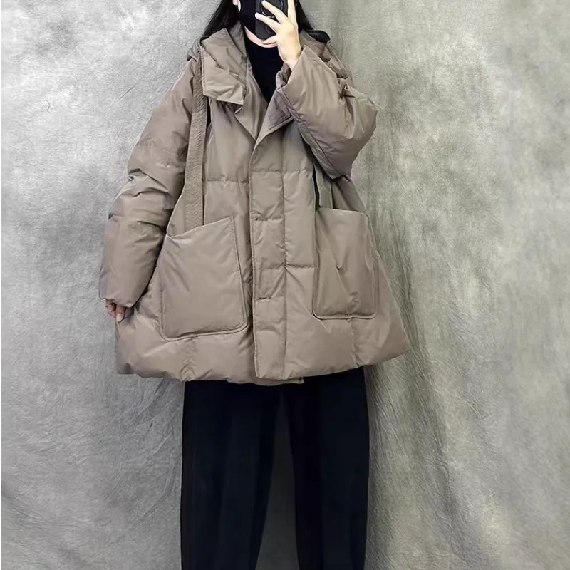 Women's New Down Jacket - Minimalist Design with Large Pockets Warm & Stylish Oversized Thickened Casual Outerwear