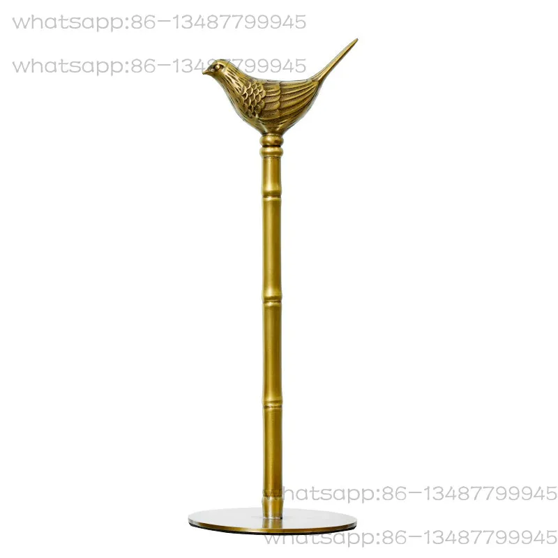 Light Luxury Household Dining Table Brass Bird Tissue Holder Roll Paper Holder Kitchen Paper Plastic Wrap Storage Rack Vertical