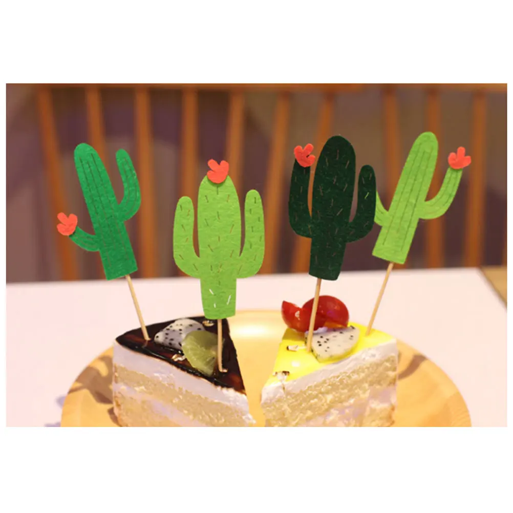

24pcs Cactus Cake Toppers Eco-Friendly Unique Design for Birthday Wedding Party Cupcake Hawaii Theme Desserts Safe Toothpick