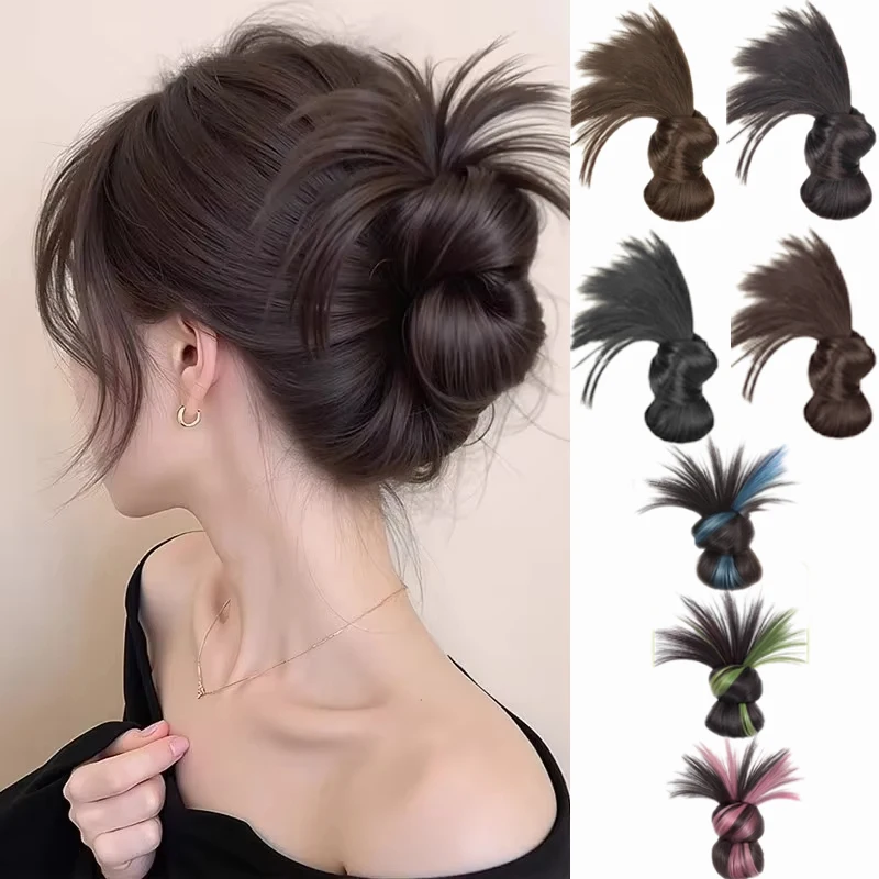 Synthetic Low-tied Chicken Feather Ball Head Claw Clip Bun Lazy Bun Wig Bag Hair Accessories Suitable For Women