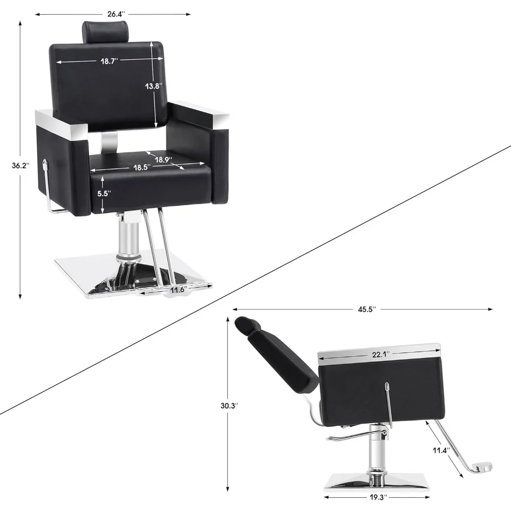 Classic Recline Hydraulic Barber Chair Salon Spa Chair Hair Styling Beauty Equipment Well Made and Sturdy  Flexible Adjustment