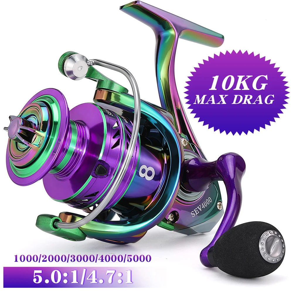 Sougayilang 1000–5000 Spinn-Angelrolle, 5,2:1, Hochgeschwindigkeitsverhältnis, EVA-Griff, maximale Zugkraft, 12 kg Griff, Karpfen-Süßwasser-Angelrolle