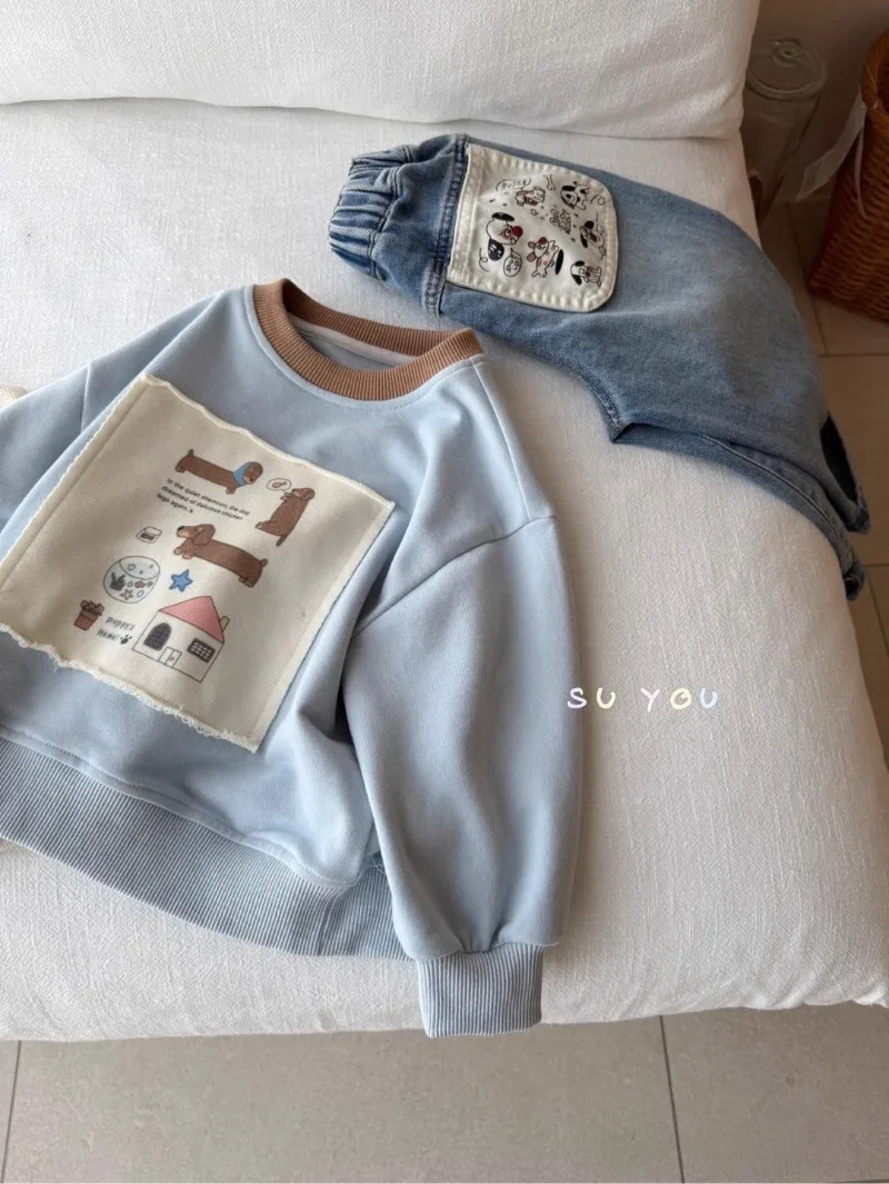 UNITIM Herbst Kinder Jungen Sweatshirts mit Hundemotiv Kinder Babys Jungen Pullover Lässiger Rundhals-Kragen Kleinkinder Jungen Langarm – Detail 9