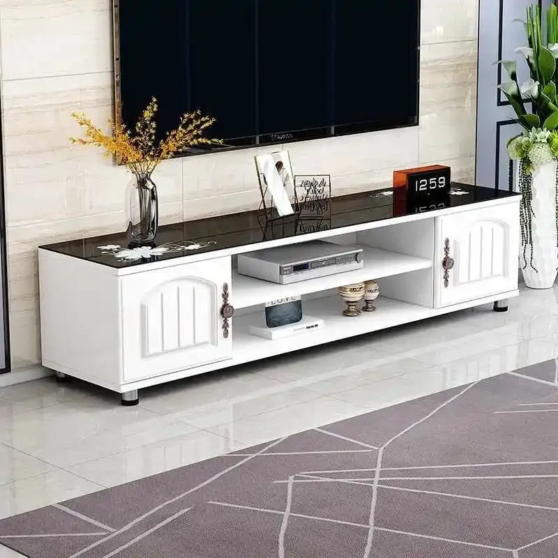 2026 Modern TV Stand And Coffee Table Set With Glass Top For Living Room Panel Wood Style