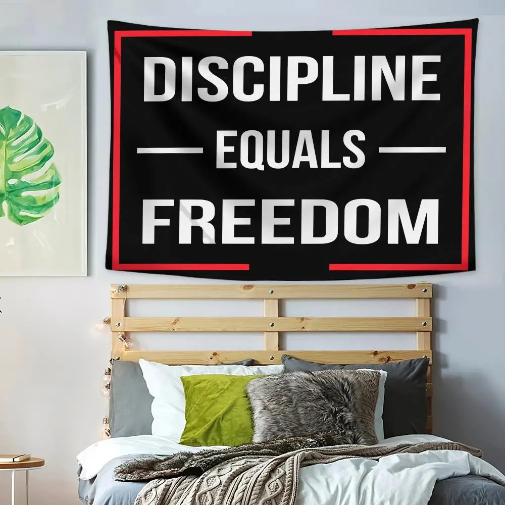 DISCIPLINE EQUALS FREEDOM Gym Tapestry Custom Living Bedroom Party Dormitory Interior Wall Bohemian Decoration Attached Clip