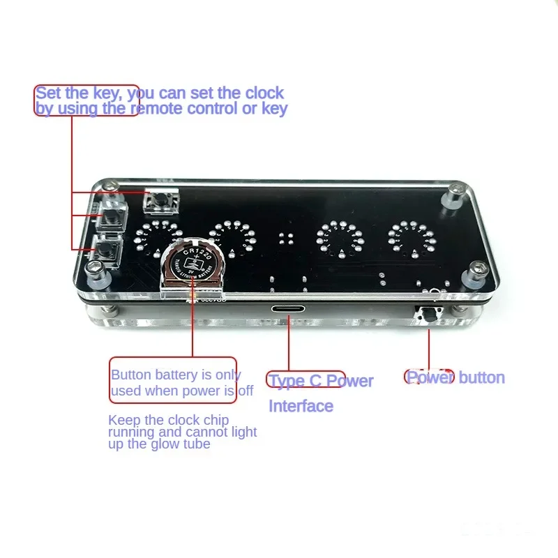 4-bit IN-8-2 Glow Tube Clock Module Nixie Clock Audio Accessories With Backlight clock digital USB 5V