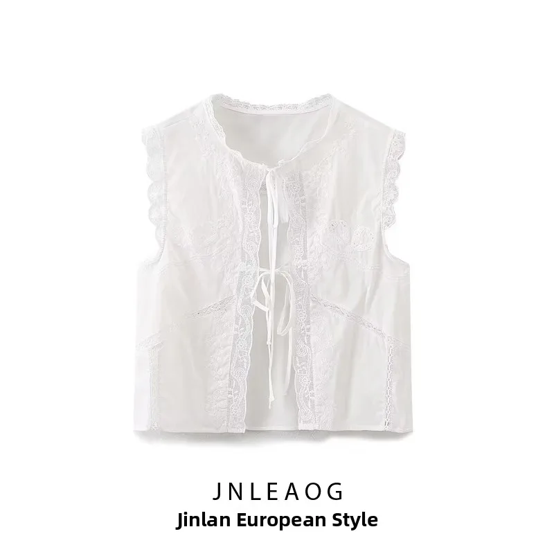 

JNLEAOG Women's Faionable Knot Embroidered Top round Ne Polyester Fiber Versatile Sle Autumn New Arrival