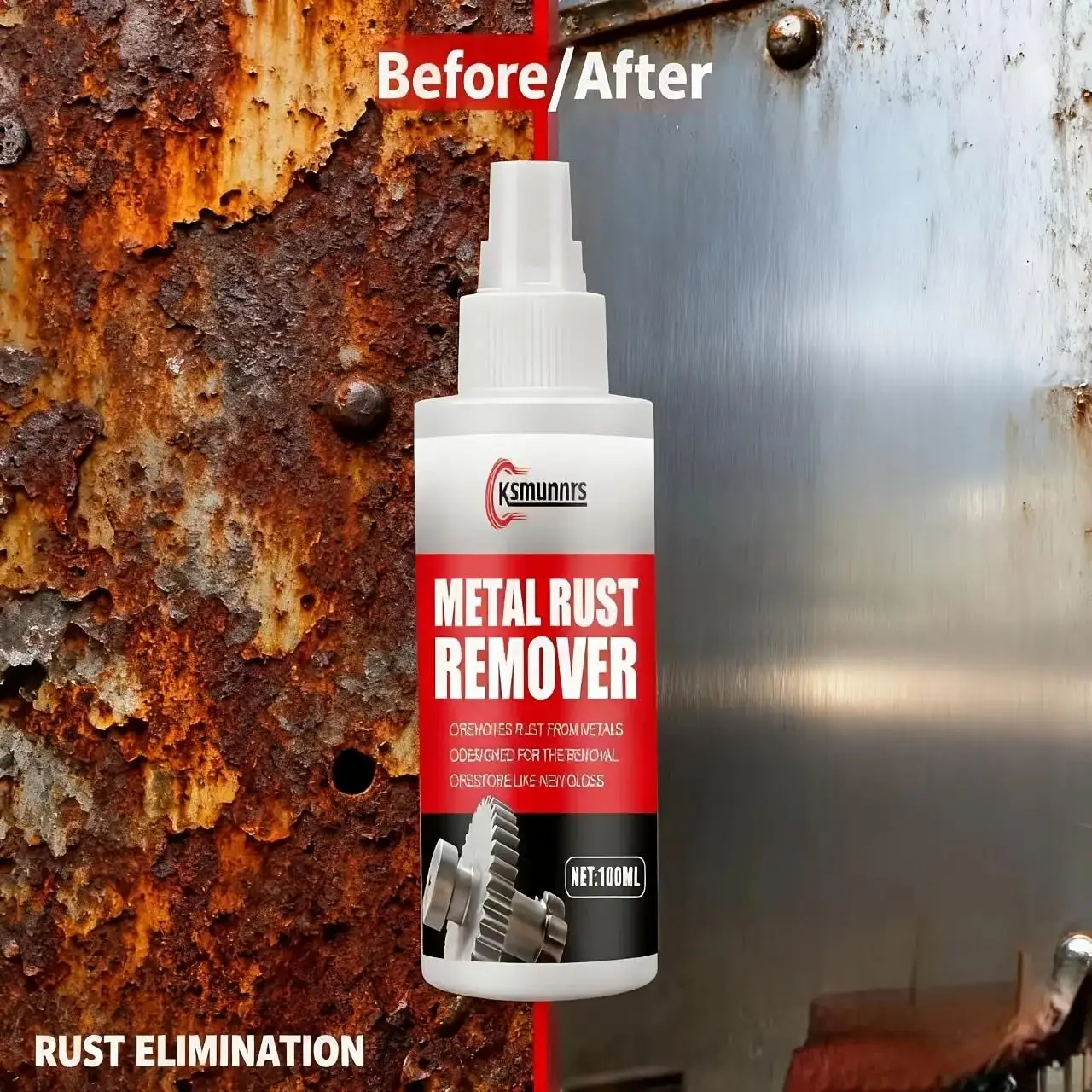 Metal Rust Remover 100ML, Quick Rust Removal for Gears and Hardware, Multi-Purpose Metal Polish Spray, Car Motorcycle RV Stainle