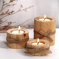 Dropship Tree Stump Holder Valentine's Day, Home Decoration with Bowtie Tea Light Holder DIY Silk Bowtie