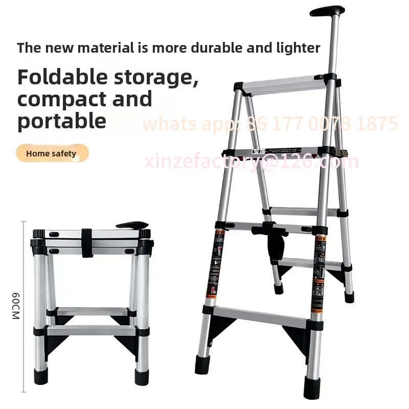 

Customizable Telescopic Herringbone Ladder Stainless Steel Bamboo Ladder Lifting Stairs One-key Shrinkage Thickened Lifting