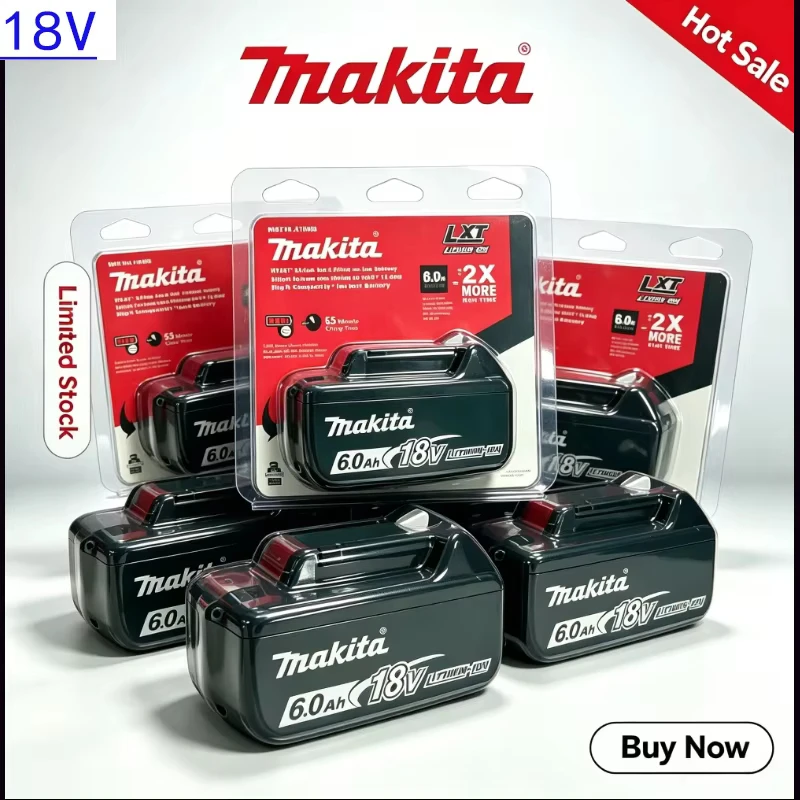 100 % Original-Makita-Akku, 6,0 Ah wiederaufladbarer 18-V-Akku, Ersatz für Makita BL1830B L1840B L1850B L1860B, Akku für Elektrowerkzeuge