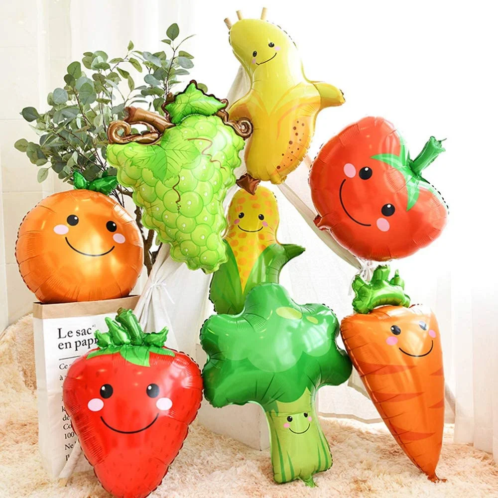 Fruit Vegetable Helium Foil Balloons Orange Pineapple Strawberry Grape Corn Carrot Banana Balloon Birthday Party Decorations