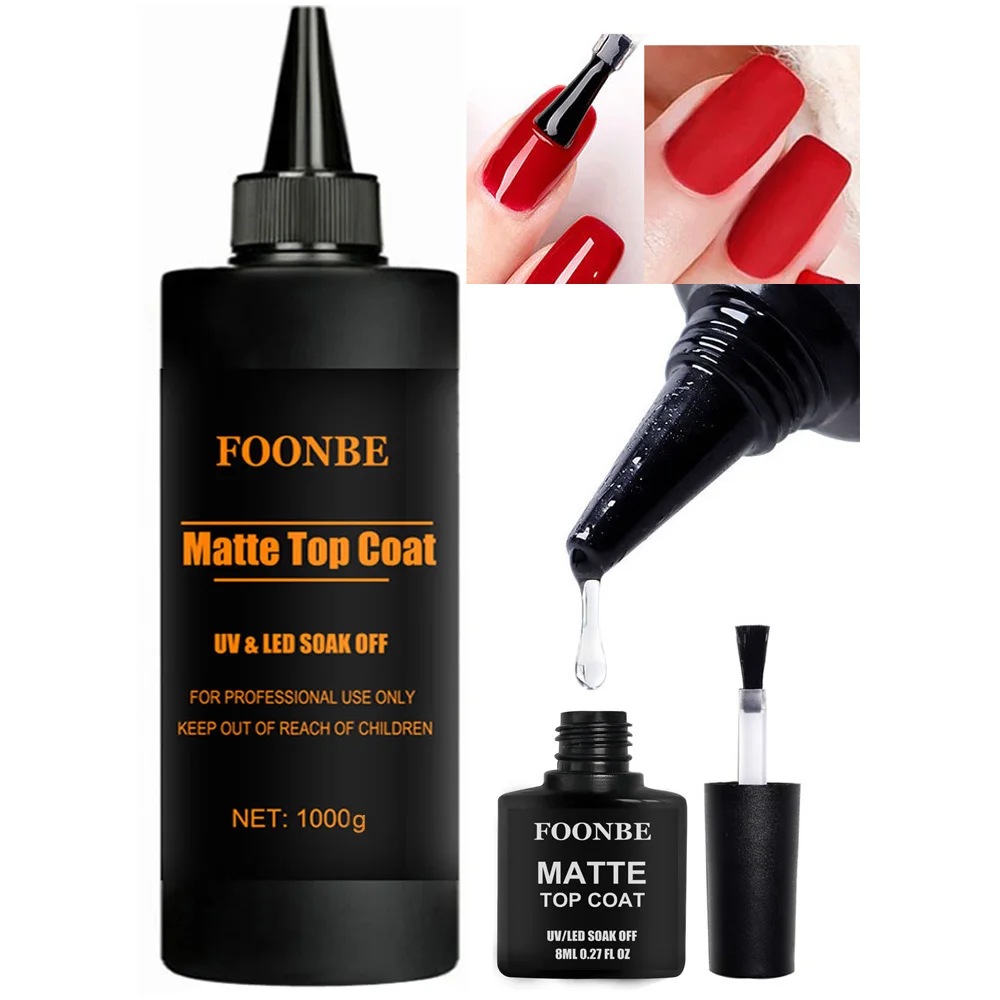 

1000g Matte Top Coat + Refillable Empty Bottle Nail Polish Tempered /No Wipe Top Coat Base Gel Reinforcing Primer Liquid Remover