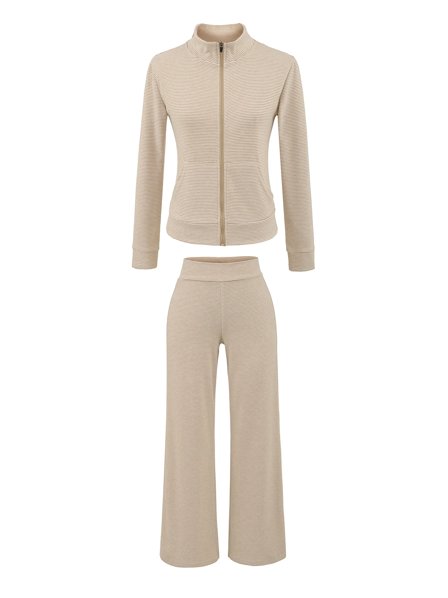 American Sle Spicy Girl-suéter fino con cremallera para mujer, pantalones informales de pierna ancha y cintura alta, conjunto deportivo de dos piezas