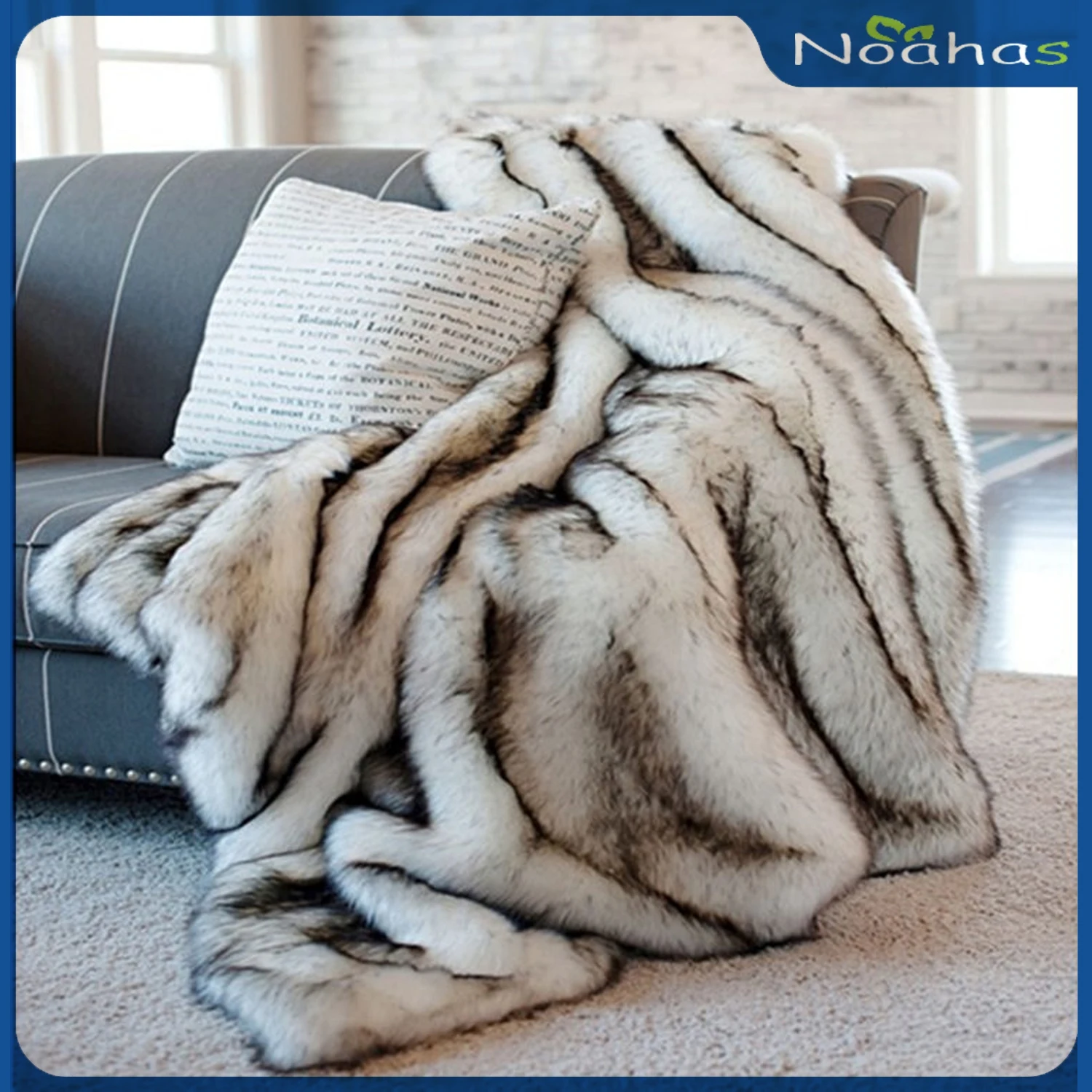 NOAHAS Faux Fur Blanket imitation rabbit fur bedding blanket bed plaid sofa cover home decor blankets for living room bedroom