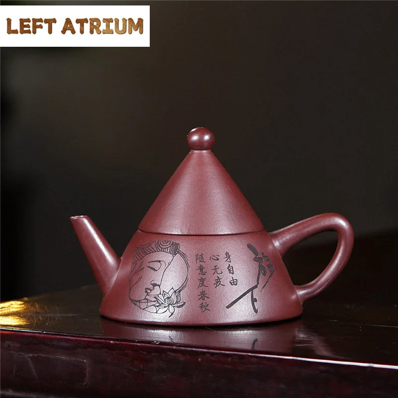 

170 мл антикварные чайники из фиолетовой глины Исин, горшок ручной работы Weng Hat Pot, сырая руда, чайник с кровью дракона, грязевой чайник, китайский чайный сервиз Zisha, подарок
