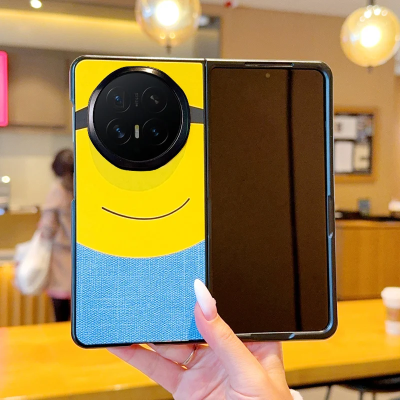 Etui na telefon Honor Magic V6 V5 V3, składane, skórzane, odporne na wstrząsy i odciski palców, z żółtym wzorem Big Eye. — zdjęcie produktu 2