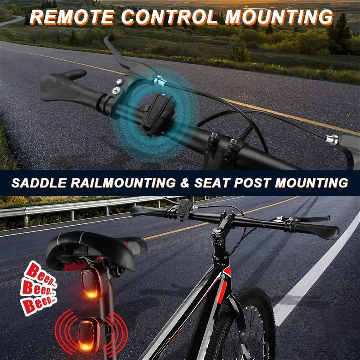 A61P 115dB Remote Control Bike Taillight Anti-Theft Vibration Alarm Waterproof Wireless Bike Motorcycle Brake Sensing Rear view 6