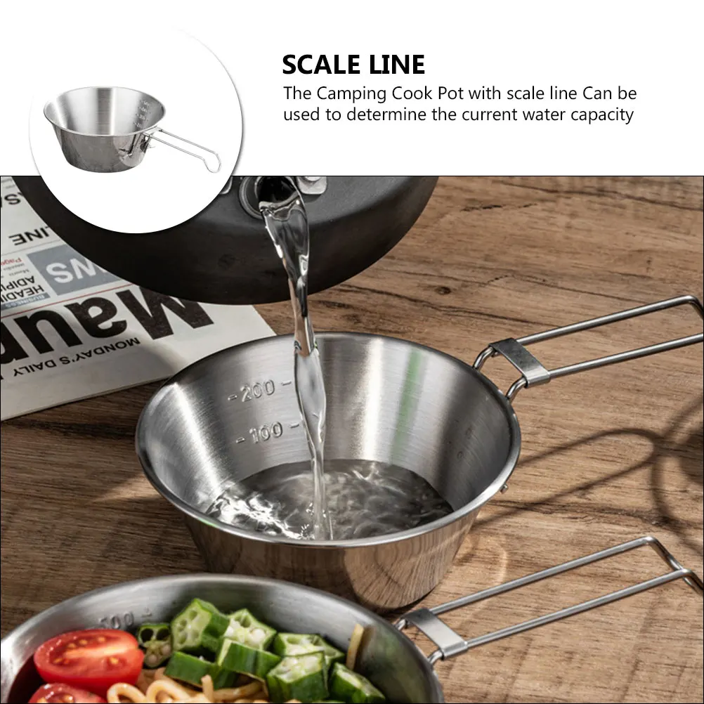 

Stainless Steel Camping Bowls 304 Foldable H Outdoor Picnic BBQ Hiking Dinnerware Set Portable Accessories Water Scale Line