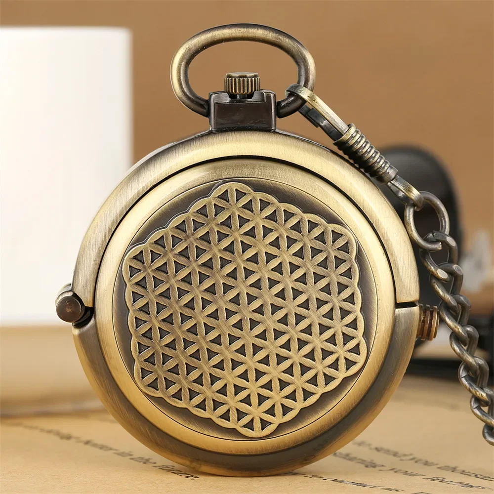 Steampunk Bronze Mechanical Pocket Watch Retro Creative Rotating Cover Roman Numeral Display Manual Mechanism Pendant Male Clock