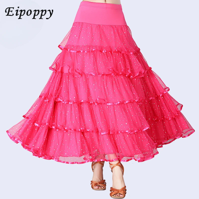 Gonna lunga con gonna lunga da competizione con gonna da ballo con paillettes di danza moderna