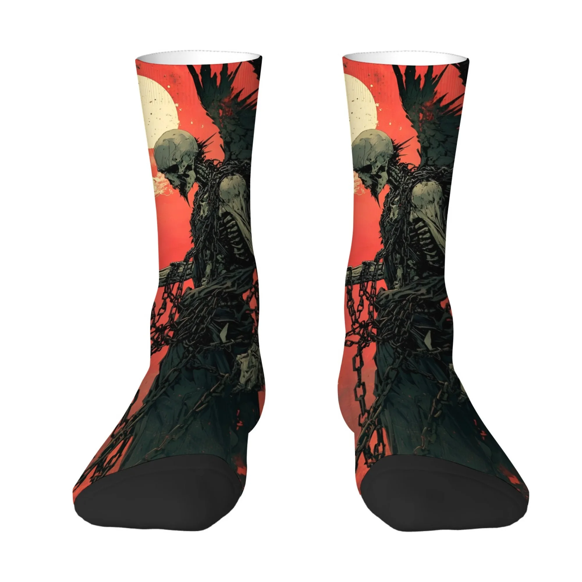 Fallen Angel Skull Socks Non-slip Elastic Breathable Men's Socks Travel Casual Hiking Street Hip Hop Trendy Compression Socks