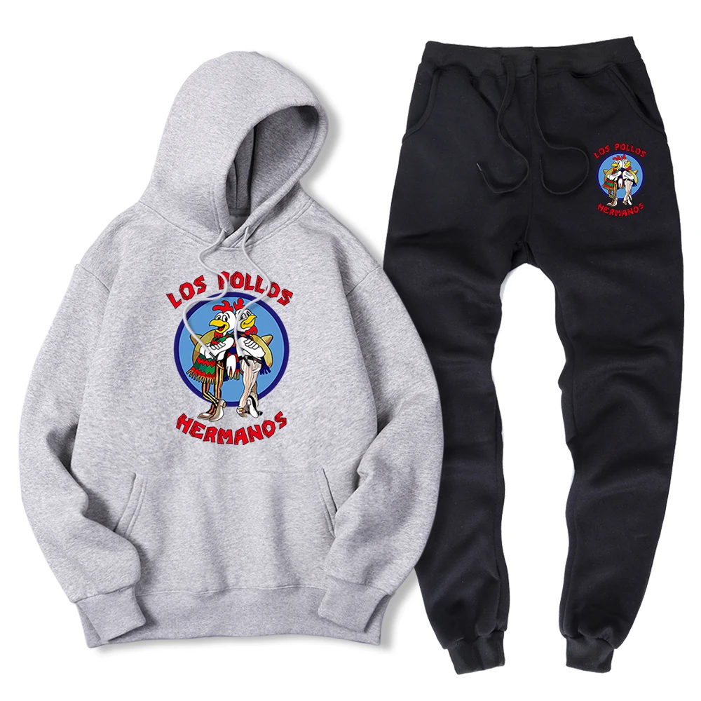 Los Pollos Hermanos Chicken Brothers Print Mannen Hoody Mode Warme Sportkleding Pak Winter Sweatshirt + Sweatpant 2 Stuk Sets