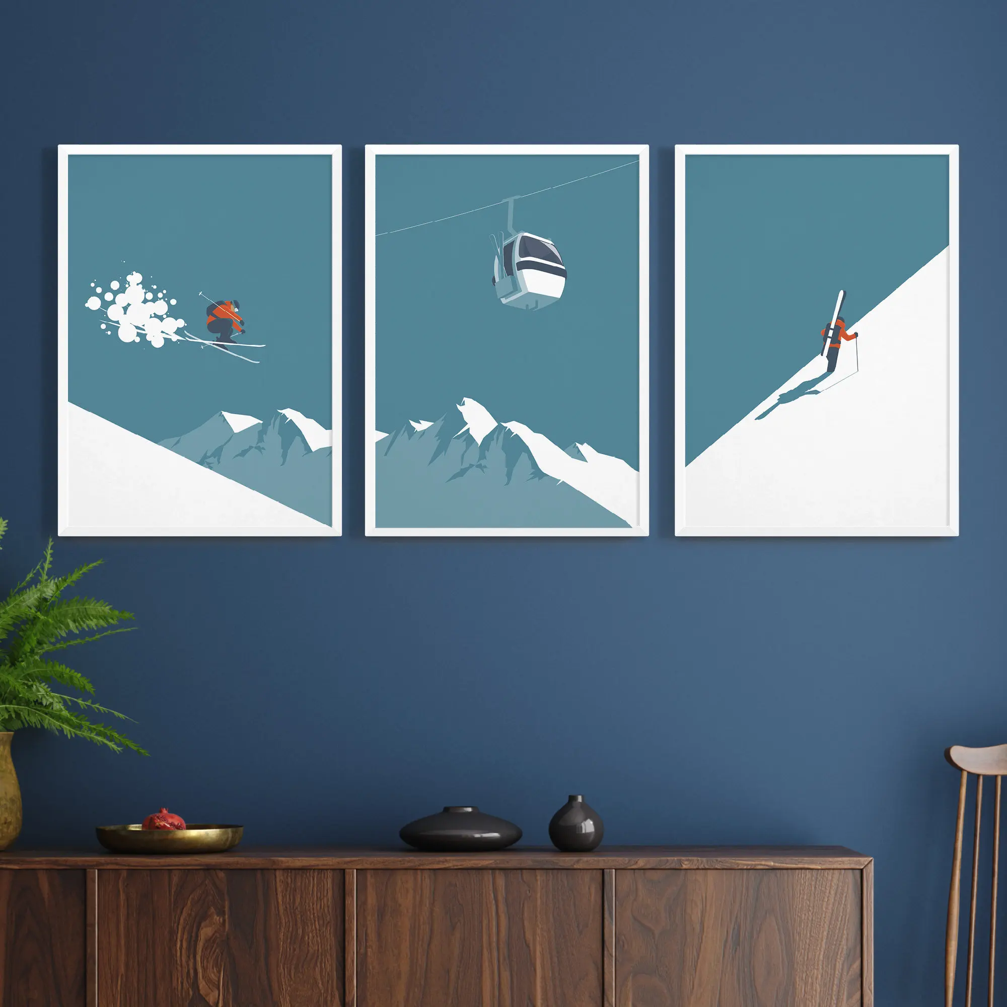 Retro Winter Sports Snow Mountain Ski Travel Snowboard Poster Canvas Painting Nordic Wall Art Pictures Home Interior Decor