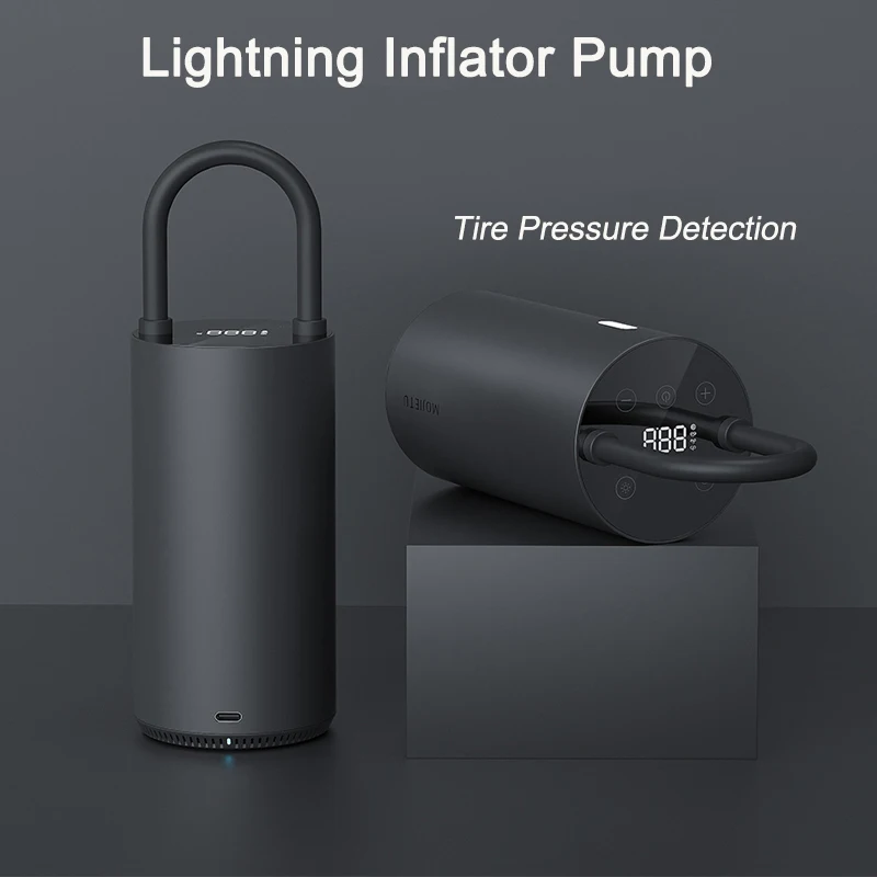 

MOJIETU Electric Lightning Air Pump Tire Inflator Smart Digital Air Compressor for Bike Automotive Car 480g Portable Rechargable