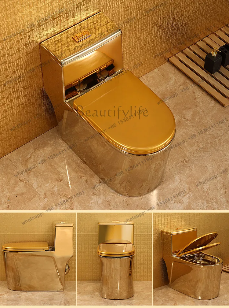 New golden toilet siphon super swirl large diameter water-saving silent toilet