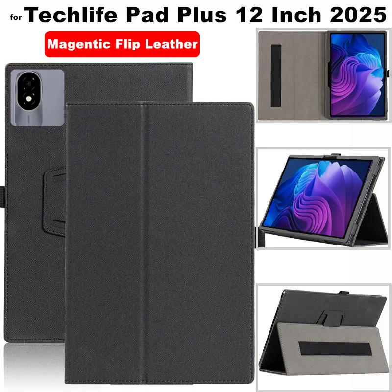 

Для Techlife Pad Plus 12-дюймовый чехол для планшета 2025 с откидной магнитной складной кожаной подставкой, защитный чехол для всего тела с держателем для рук