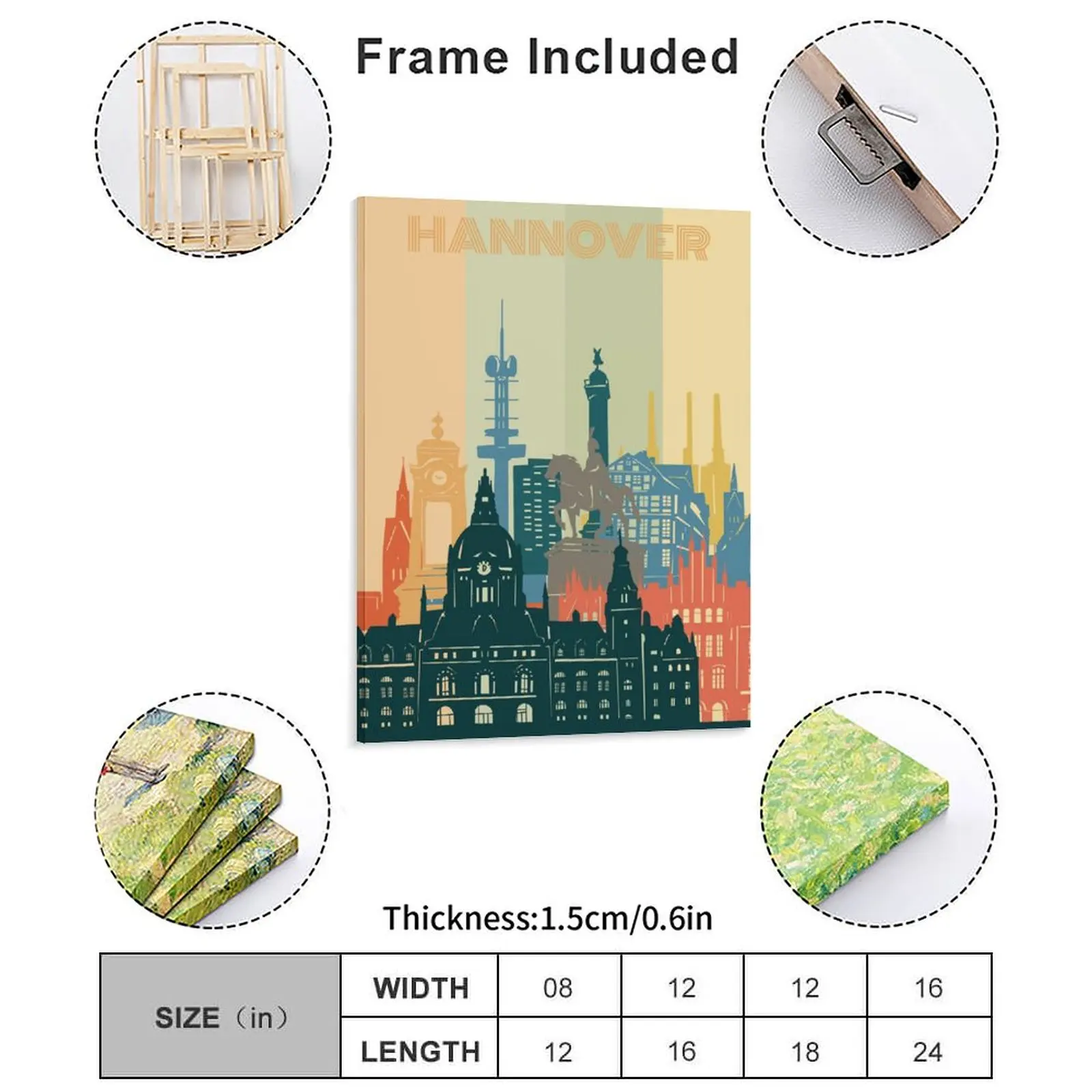 Hannover City Retro Canvas Painting Plaques pub Garage pub Printing Framed Wall Painting