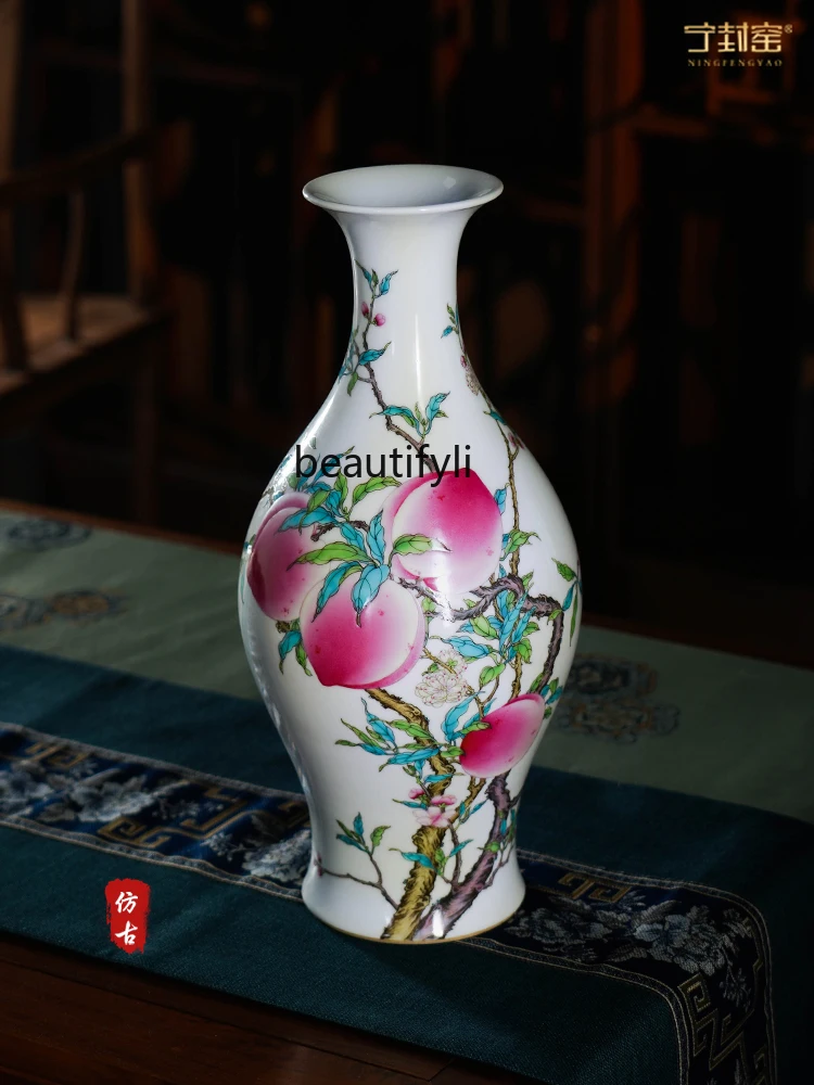 Antique Living Room Flower Arrangement Decoration Jingdezhen Ceramic Vase Hand Painted Porcelain Bottle New Chinese Style