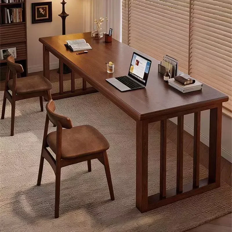 Solid Wood Desk Simple Wall Mounted Writing Table for Student Home Bedroom Computer Workbench Double Learning Study Furniture